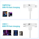 MOMAX DL56 1-Link Flow 60W Type-C to Type-C and 8 Pin Fast Charging Cable, Length:1.5m - Image 4