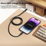 MOMAX DL57D Mag.Link 60W Type-C to 8 Pin Magnetic Braided Fast Charging Data Cable, Length:1m - Image 4