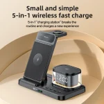 Yesido DS22 5 in 1 Multifunction Clock Wireless Fast Charge Station, For iPhone / Apple Watch / AirPods - Image 2