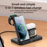 Yesido DS23 5 in 1 Multifunction Clock Wireless Fast Charge Station, For Samsung Phone Series / Watch / EarPods - Image 6