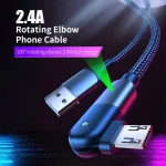 2.4A USB to Micro USB 180 Degree Rotating Elbow Charging Cable, 1.2m Micro USB, 2m Micro USB - Image 4