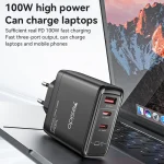 Yesido YC95 PD100W 2 USB-C , USB-A Three Ports GaN Fast Charger, UK Plug - Image 4