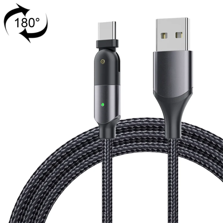 3A USB to USB-C / Type-C 180 Degree Rotating Elbow Charging Cable, 1.2m Type-C, 2m Type-C