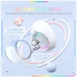 ONIKUMA T302 RGB Cute Unique Doll BT 5.4 Wireless Earphones, White, Pink - Image 4