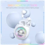 ONIKUMA T302 RGB Cute Unique Doll BT 5.4 Wireless Earphones, White, Pink - Image 7
