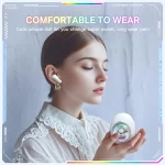 ONIKUMA T302 RGB Cute Unique Doll BT 5.4 Wireless Earphones, White, Pink - Image 8