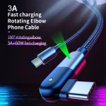 60W 3A USB-C / Type-C to Type-C 180 Degree Rotating Elbow Fast Charging Cable, 1.2m 60W PD, 2m 60W PD - Image 3