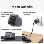 USAMS CC305 T66 45W Dual USB-C / Type-C GaN Fast Charger, EU Plug, CC305 - Image 11