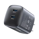 USAMS CC306 T66 45W Dual USB-C / Type-C GaN Fast Charger, US Plug, CC306