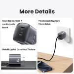 USAMS CC306 T66 45W Dual USB-C / Type-C GaN Fast Charger, US Plug, CC306 - Image 12