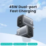 USAMS CC306 T66 45W Dual USB-C / Type-C GaN Fast Charger, US Plug, CC306 - Image 3