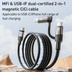 Momax Mag.Link Duo Magnetic 60W USB-C / Type-C to USB-C / Type-C / 8 Pin Data Cable, DC58 1m, DL58 60W 1m - Image 2