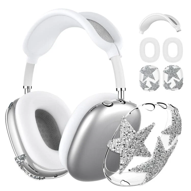 3 in 1 Diamond Star Headphones Silicone Protective Case, For Apple AirPods Max