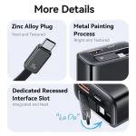 USAMS CC296 30W Fast Charger With Retractable USB-C / Type-C Cable, EU Plug - Image 9