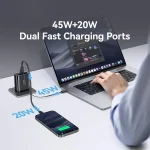 USAMS CC300 65W Fast Charger With Retractable USB-C / Type-C Cable, US Plug - Image 6