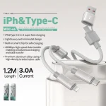 WK WDC-66 2 to 2 3A USB+Type-C to 8 Pin+Type-C Fast Charging Data Cable, Length: 1.2m, WDC-66 - Image 4