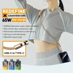 WK WDC-70 65W Type-C to Type-C Phone Lanyard Data Cable, Length: 1.6m - Image 7