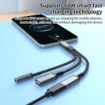 Type-C to 3.5mm and Type-C Charging Audio Adapter Cable, 3 in 1 (Red), 3 in 1 (Grey), 3 in 1 (Black) - Image 3