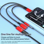 Type-C to 3.5mm and Type-C Charging Audio Adapter Cable, 3 in 1 (Red), 3 in 1 (Grey), 3 in 1 (Black) - Image 4