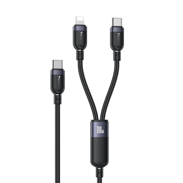 Yesido CA90 100W USB-C / Type-C to 8 Pin, Type-C 2 in 1 Charging Cable, CA90