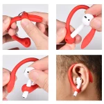 For AirPods 1 / 2 / AirPods Pro / Huawei FreeBuds 3 Wireless Earphones Silicone Anti-lost Lanyard Ear Hook, Mint Green, Silver, Pink, Black, White, Red - Image 6