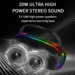 PRO13 20W Portable Outdoor IPX5 Stereo Soundbar Subwoofer RGB Wireless Speakers - Image 8