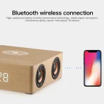 Q5A Multifunctional Wooden Touch Clock Display Wireless Charging Bluetooth Speaker, Support TF Card & U Disk & 3.5mm AUX, Q5A - Image 4