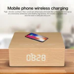 Q5A Multifunctional Wooden Touch Clock Display Wireless Charging Bluetooth Speaker, Support TF Card & U Disk & 3.5mm AUX, Q5A - Image 6