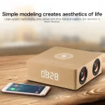 Q5A Multifunctional Wooden Touch Clock Display Wireless Charging Bluetooth Speaker, Support TF Card & U Disk & 3.5mm AUX, Q5A - Image 7