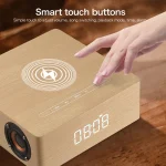 Q5A Multifunctional Wooden Touch Clock Display Wireless Charging Bluetooth Speaker, Support TF Card & U Disk & 3.5mm AUX, Q5A - Image 8