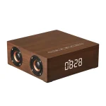 Q5C Multifunctional Wooden Touch Clock Display Bluetooth Speaker, Support TF Card & U Disk & 3.5mm AUX, Q5C