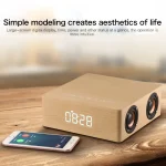 Q5C Multifunctional Wooden Touch Clock Display Bluetooth Speaker, Support TF Card & U Disk & 3.5mm AUX, Q5C - Image 7