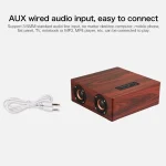 Q5 Wooden Bluetooth Speaker, Support TF Card & 3.5mm AUX, Q5 - Image 3
