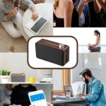 W5A Subwoofer Fabric Wooden Touch Bluetooth Speaker, Support TF Card & U Disk & 3.5mm AUX, Walnut, Yellow Wood - Image 15