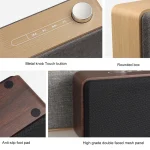 W5A Subwoofer Fabric Wooden Touch Bluetooth Speaker, Support TF Card & U Disk & 3.5mm AUX, Walnut, Yellow Wood - Image 5