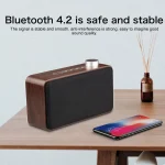 W5A Subwoofer Fabric Wooden Touch Bluetooth Speaker, Support TF Card & U Disk & 3.5mm AUX, Walnut, Yellow Wood - Image 10