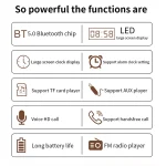 W8C Wooden Clock Subwoofer Bluetooth Speaker, Support TF Card & U Disk & 3.5mm AUX - Image 3