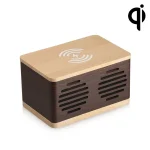 D70 QI Standard Subwoofer Wooden Bluetooth 4.2 Speaker, Support TF Card & 3.5mm AUX, Yellow, Brown