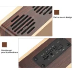 D70 QI Standard Subwoofer Wooden Bluetooth 4.2 Speaker, Support TF Card & 3.5mm AUX, Yellow, Brown - Image 5