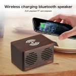 D70 QI Standard Subwoofer Wooden Bluetooth 4.2 Speaker, Support TF Card & 3.5mm AUX, Yellow, Brown - Image 6