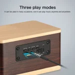 D70 QI Standard Subwoofer Wooden Bluetooth 4.2 Speaker, Support TF Card & 3.5mm AUX, Yellow, Brown - Image 9