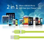 HAWEEL 1m 2 in 1 Micro USB & 8 Pin to USB Data Sync Charge Cable, 2 in 1 Cable in two connectors, 2 in 1 - Image 6