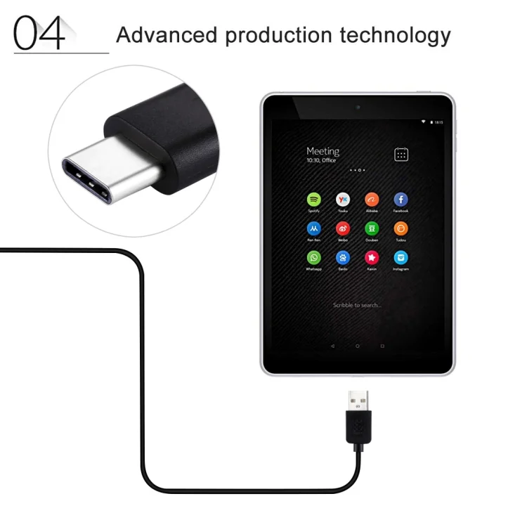 HWL-1020B_6.webp HAWEEL 1m USB-C / Type-C to USB 2.0 Data & Charging Cable, Type-C 1m - Image 7