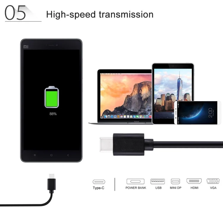 HWL-1020B_7.webp HAWEEL 1m USB-C / Type-C to USB 2.0 Data & Charging Cable, Type-C 1m - Image 8