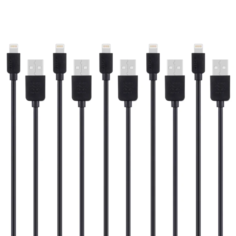 5 PCS HAWEEL 1m High Speed 8 pin to USB Sync and Charging Cable Kit for iPhone, iPad(Black)