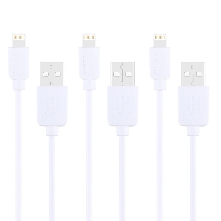 3 PCS HAWEEL 1m High Speed 8 pin to USB Sync and Charging Cable Kit for iPhone, iPad(White)