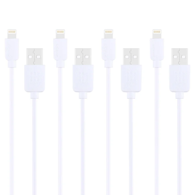 4 PCS HAWEEL 1m High Speed 8 pin to USB Sync and Charging Cable Kit for iPhone, iPad(White)