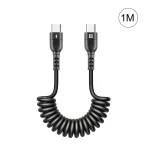 HAWEEL 1m 5A USB-C / Type-C to USB-C / Type-C Retractable Coiled PD Fast Charging Cable