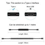 HAWEEL 1m 5A USB-C / Type-C to USB-C / Type-C Retractable Coiled PD Fast Charging Cable - Image 3