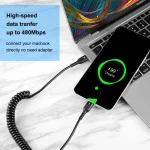 HAWEEL 1m 5A USB-C / Type-C to USB-C / Type-C Retractable Coiled PD Fast Charging Cable - Image 7